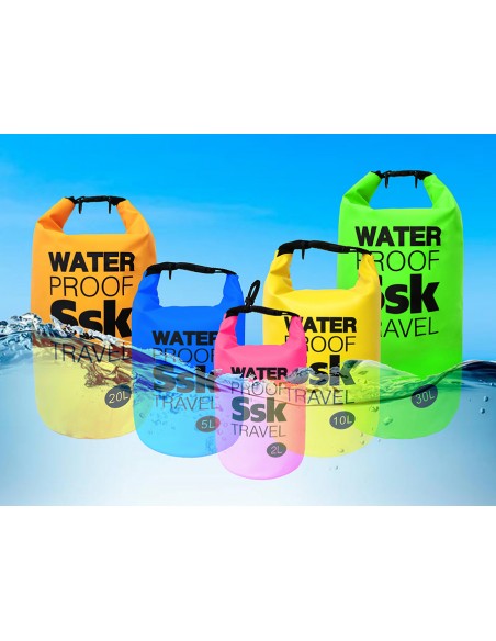 Bolsa/Mochila agua estanca Waterproof  | Ideal para Trekking, Pesca, Navegación, Escalada, Surf, Pádel Surf... (negro 20 L)