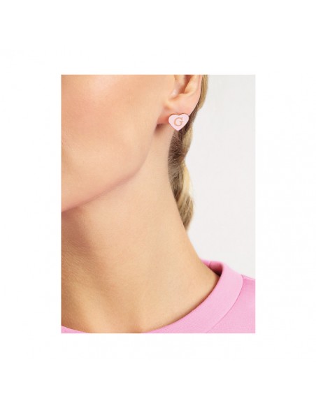 Pendientes corazón Guess Jewellery "Enamel" Rosa Claro UBE70255