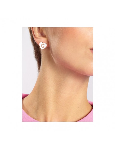 GUESS JEWELLERY JEWELLERY ENAMEL WHITE HEART EARRINGS UBE 70258