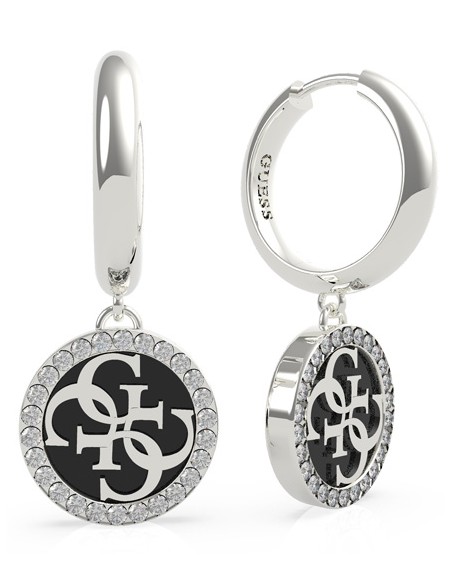 BRINCOS CIRCULARES GUESS JEWELLERY COM SWAROVSKI® | COLEÇÃO DE ESMALTE | COR PRETA UBE70247