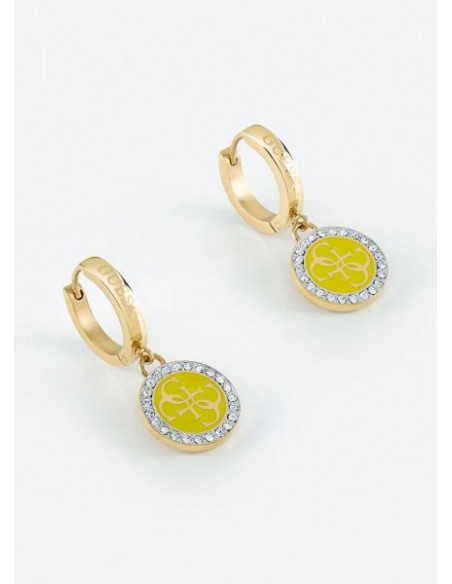 GUESS JEWELLERY CIRCULAR EARRINGS WITH SWAROVSKI® |  ENAMEL COLLECTION | YELLOW COLOR UBE70251