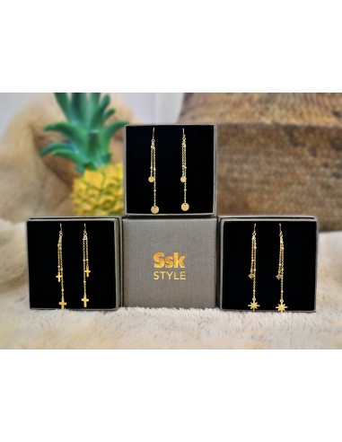 Pendientes de mujer dorado con cruces...