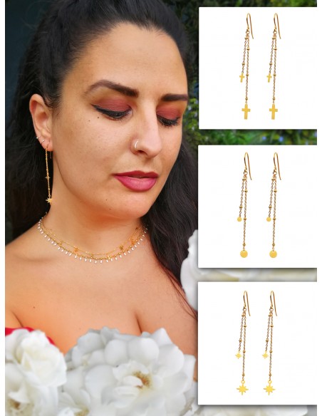 Pendientes de mujer dorado con chapitas | Colección Al-Andalus | 6cm