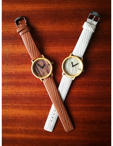 SSK TIME Reloj Bambú correa blanca...