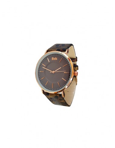 Reloj SSK TIME marrón esfera dorada...