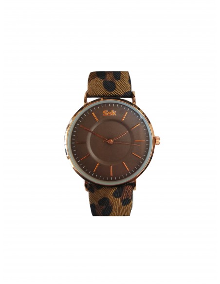 Reloj SSK TIME marrón esfera dorada colección animal print