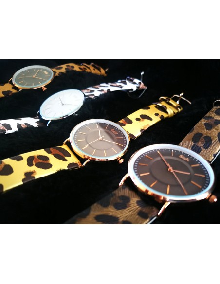 Reloj SSK TIME khaki esfera dorada colección animal print