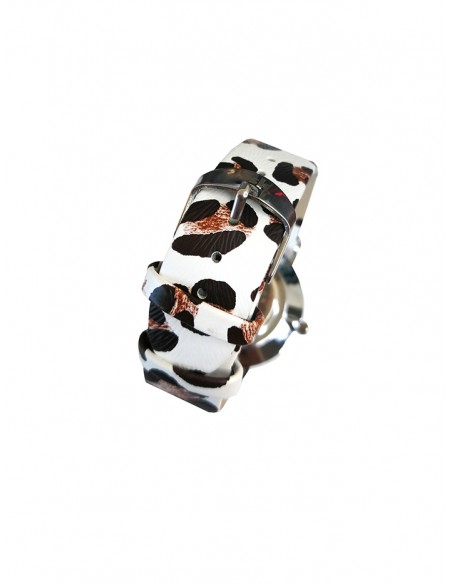 Reloj SSK TIME blanca esfera dorada colección animal print