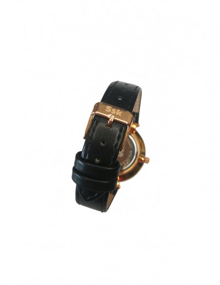 Reloj SSK TIME Correa negro esfera rosa oro Colección Corinto