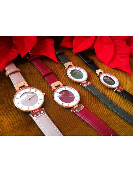 Reloj SSK TIME Correa beig esfera rosa oro Colección Corinto