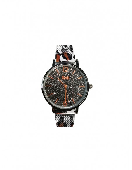 Reloj SSK TIME correa blanca esfera negra  colección print