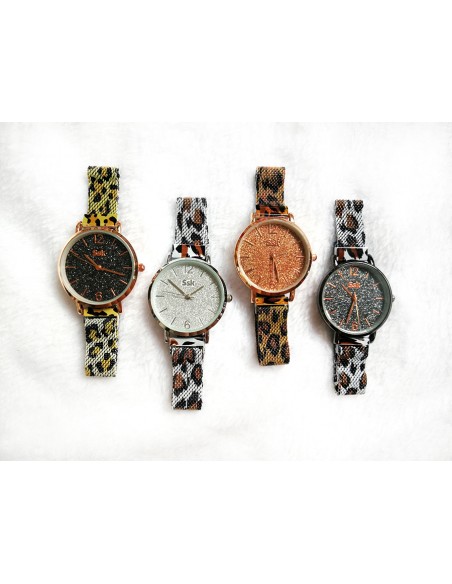 Reloj SSK TIME correa blanca esfera negra  colección print