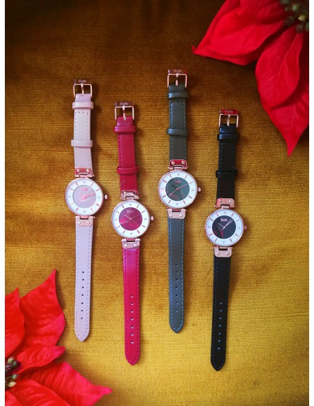 Reloj SSK TIME Correa verde esfera rosa oro Colección Corinto