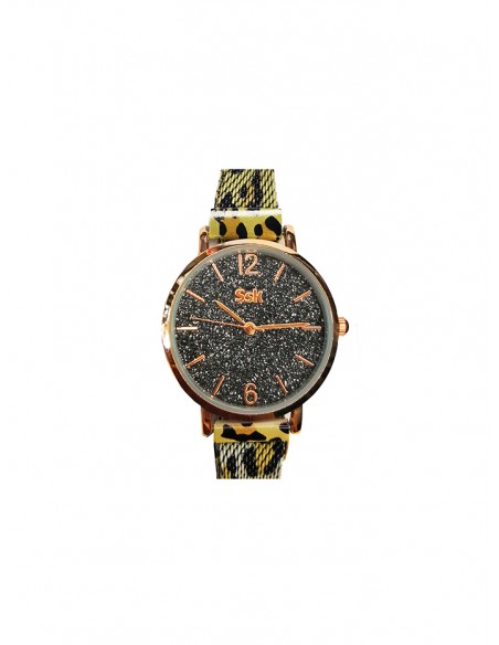 Reloj SSK TIME correa amarilla esfera oro rosado colección print