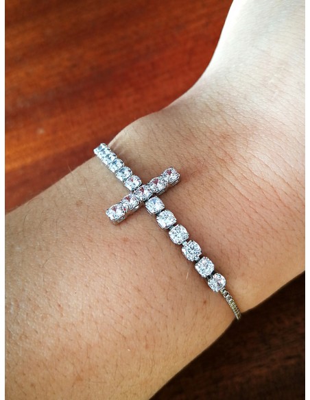SSK STYLE SHINY BRACELET  SILVER CROSS