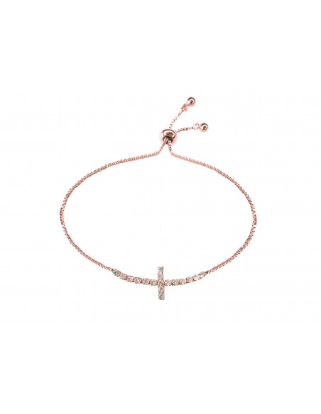 SSK STYLE SHINY BRACELET  ROSE GOLD CROSS