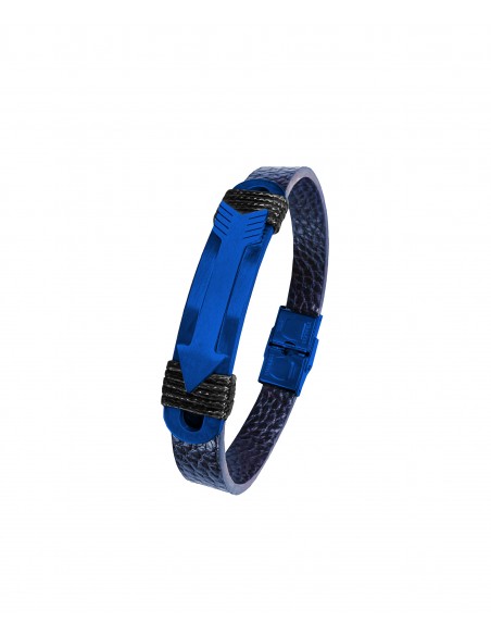 SSK STYLE BRACELET BLUE METAL ROPE AND BLUE SKIN 20CM