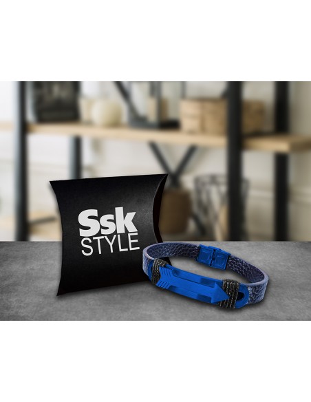 SSK STYLE BRACELET BLUE METAL ROPE AND BLUE SKIN 20CM