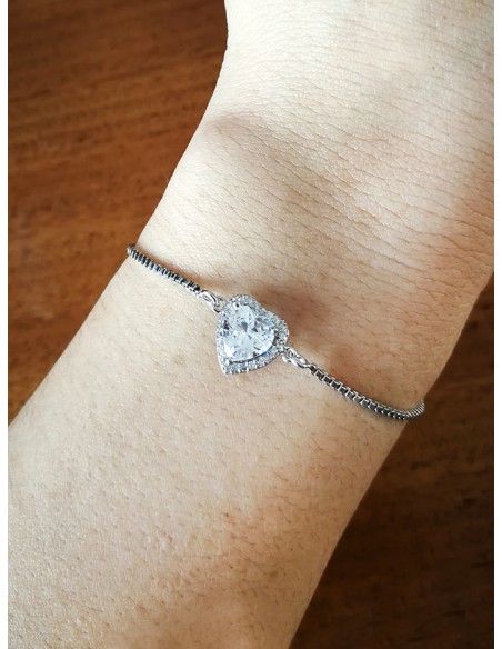 SSK STYLE SHINY SILVER HEART BRACELET