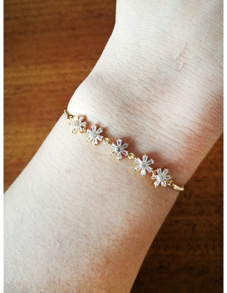 PULSEIRA DE PRATA SSK ESTILO BRILHANTE DE 5 CORAÇÕES