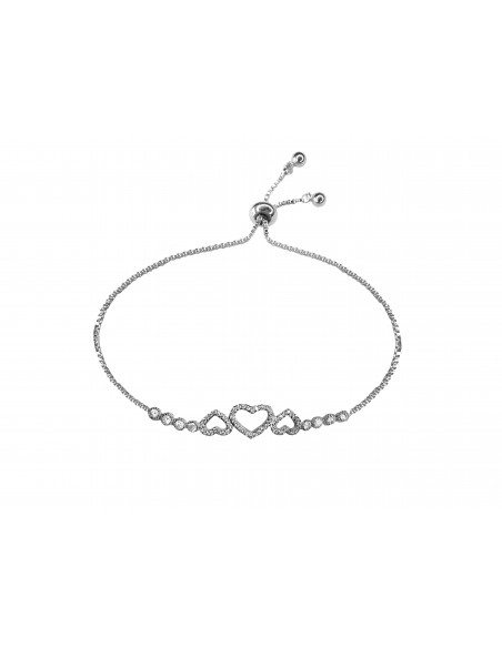 SSK STYLE SHINY 3 HEARTS SILVER BRACELET
