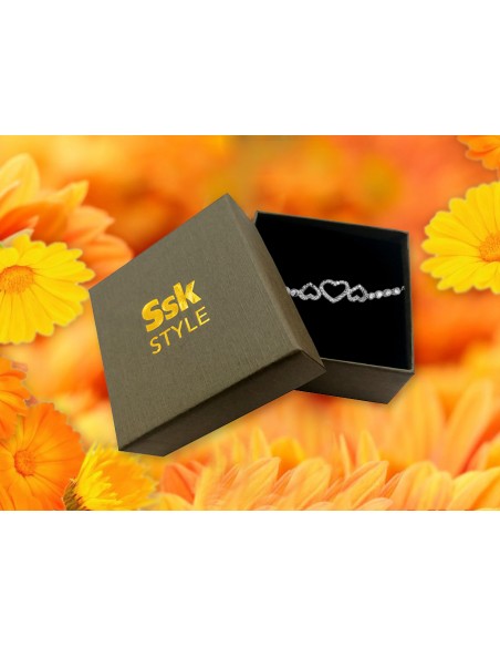 SSK STYLE SHINY 3 HEARTS SILVER BRACELET