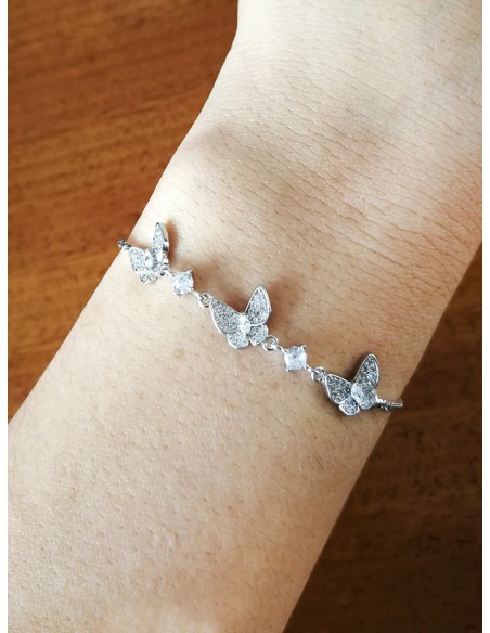 PULSERA SSK STYLE SHINY MARIPOSAS PLATEADAS