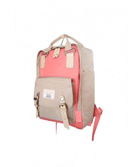 MOCHILA GIRL SSK TRAVEL ROSA/BEIGE 40x25x12