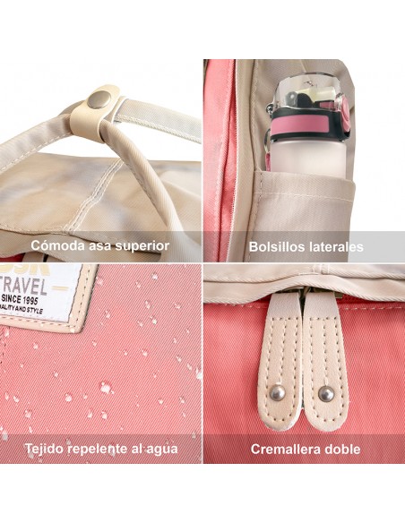 MOCHILA GIRL SSK TRAVEL ROSA/BEIGE 40x25x12