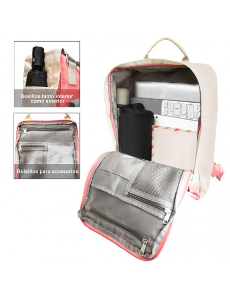 MOCHILA GIRL SSK TRAVEL ROSA/BEIGE 40x25x12