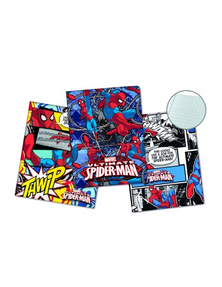 PACK DE 3 LIBRETAS A4 SPIDERMAN HOMECOMING (CUADRADOS CON MARGEN 5*5mm)