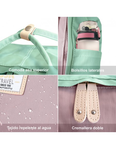 MOCHILA GIRL MEDIANA SSK TRAVEL VERDE/BERENJENA