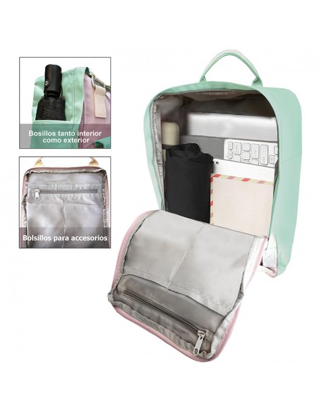 MOCHILA GIRL MEDIANA SSK TRAVEL VERDE/BERENJENA