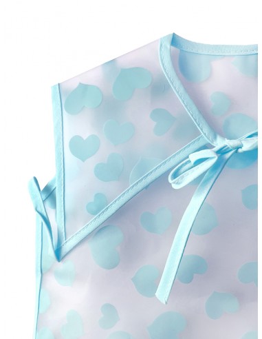BABERO CORAZONES AZUL TRANSPARENTE