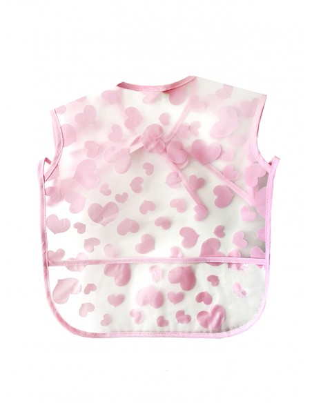 BABERO CORAZONES ROSA TRANSPARENTE