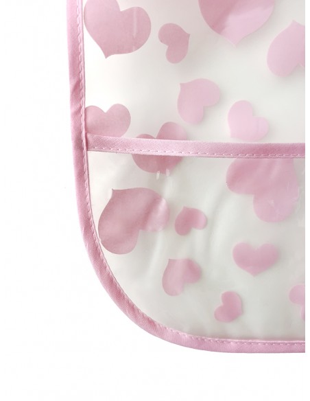 BABERO CORAZONES ROSA TRANSPARENTE