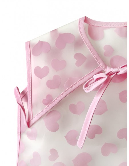 BABERO CORAZONES ROSA TRANSPARENTE