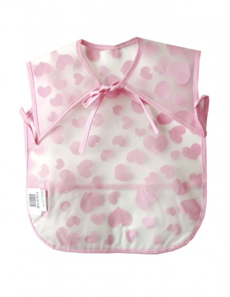 BABERO CORAZONES ROSA TRANSPARENTE