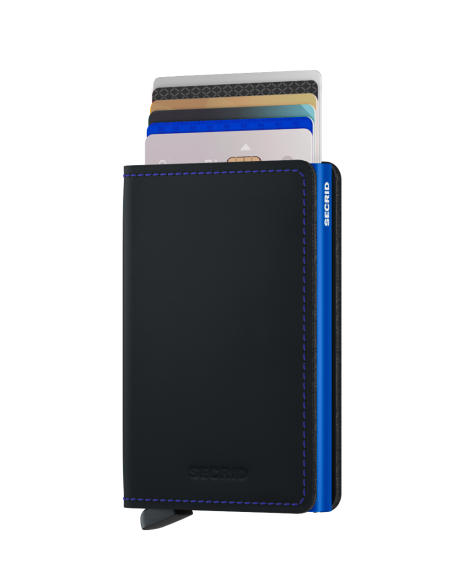 SECRID Cartera Slimwallet Matte Black & Blue