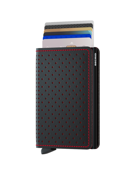 SECRID Cartera Slimwallet Perforated Black-Red