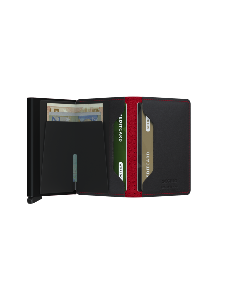 SECRID Cartera Slimwallet Perforated Black-Red