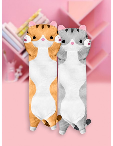 COJIN GATO KAWAII LONG GRIS / BLANCO 70 CM
