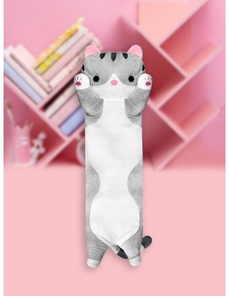KAWAII CAT CUSHION LONG GRAY / WHITE 70 CM