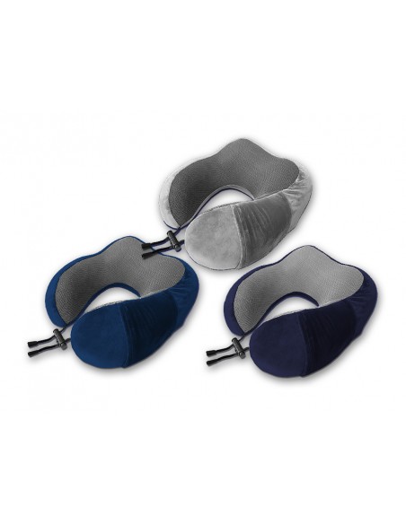 COJIN DE VIAJE VISCOELÁSTICO AZUL/NEGRO