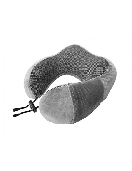 COJÍN DE VIAJE VISCOELÁSTICO GRIS/NEGRO