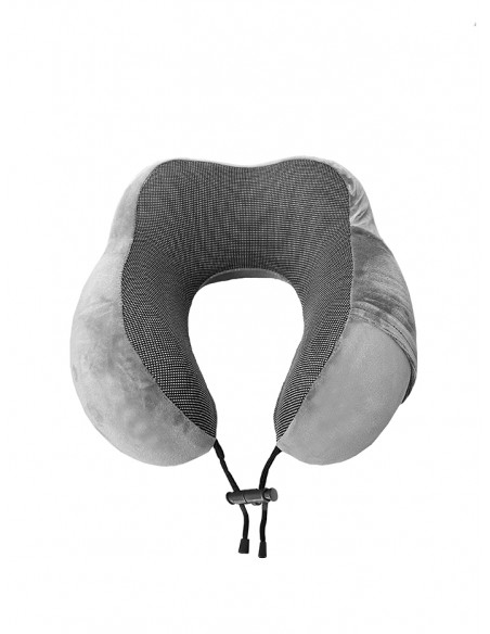 COJÍN DE VIAJE VISCOELÁSTICO GRIS/NEGRO