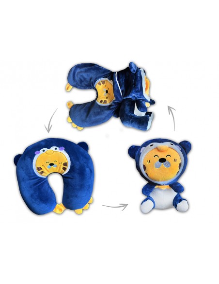 COJIN DE VIAJE CONVERTIBLE PINGUINO / TIGRE PELUCHE