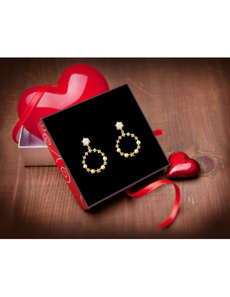 PENDIENTES SSK STYLE DORADOS CORONA FLOR PERLA