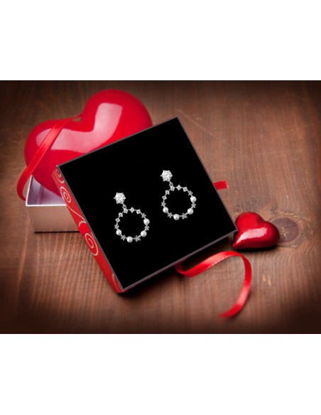 PENDIENTES SSK STYLE PLATEADOS CORONA FLOR PERLA