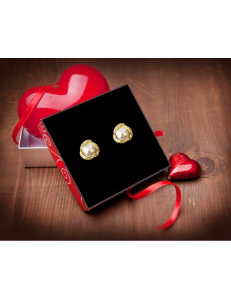 PENDIENTES SSK STYLE DORADOS FLOR PERLA